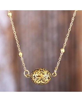 Taital: handmade brass jali work ball gold plated chain necklace